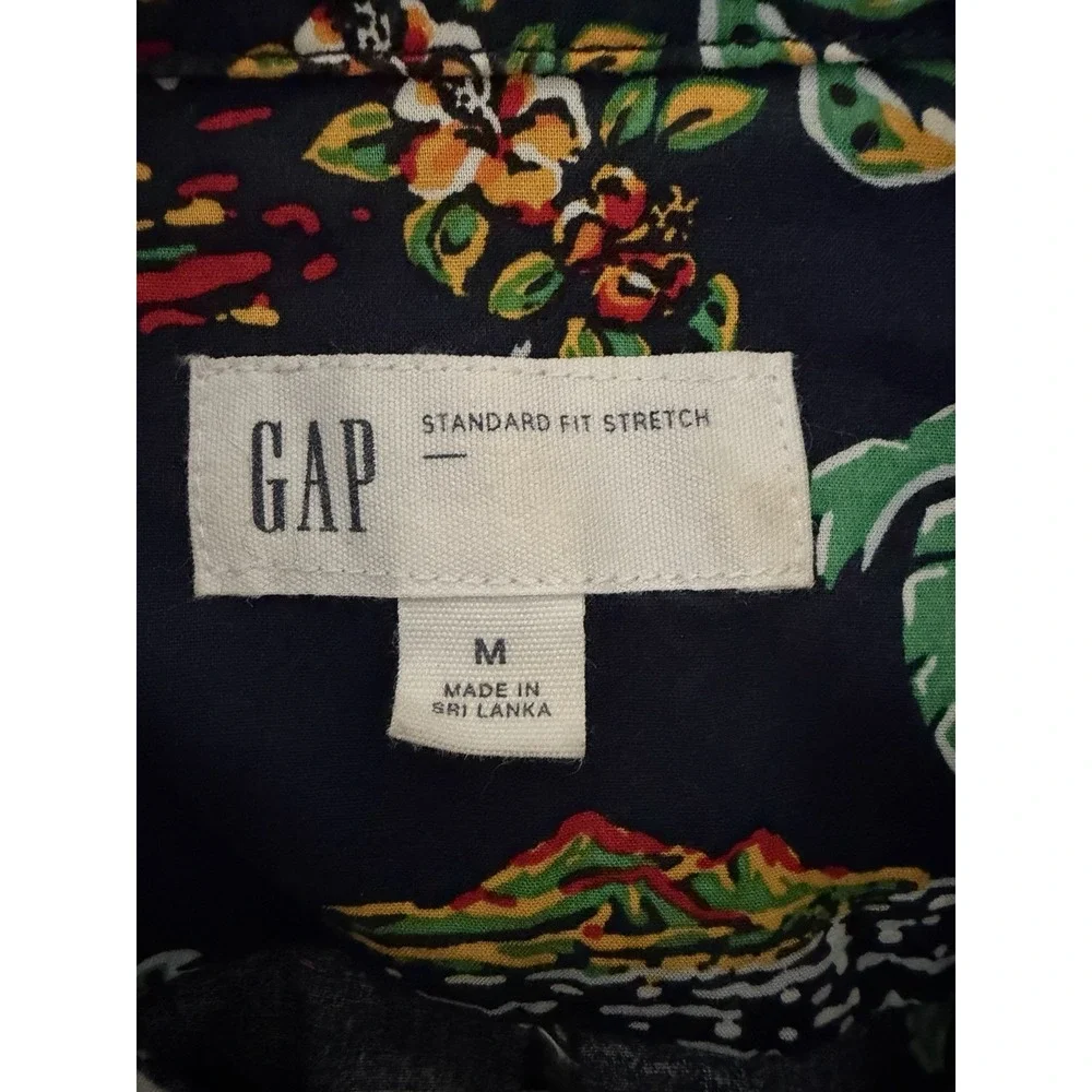 The Gap Mens Hawaiian Print Short Sleeve Stretch Button Down Shirt Size Medium
